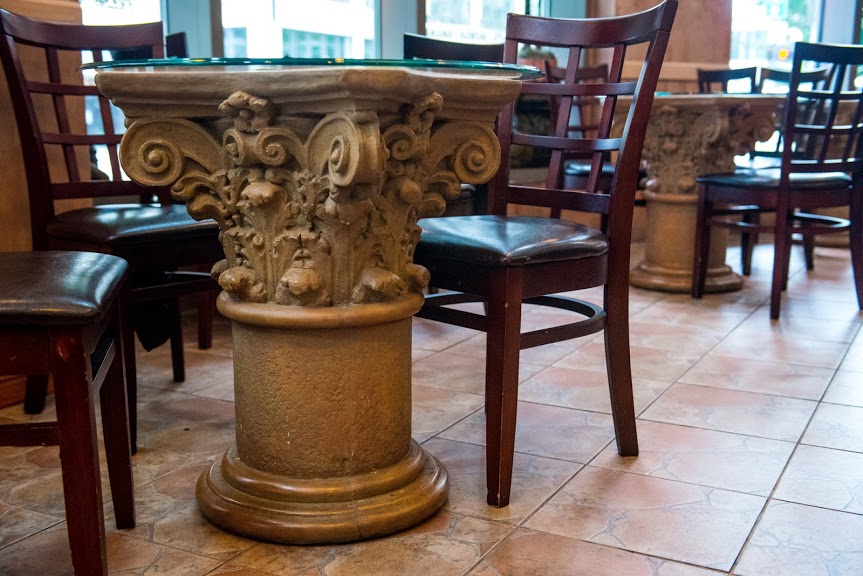 chair and table with ornaments